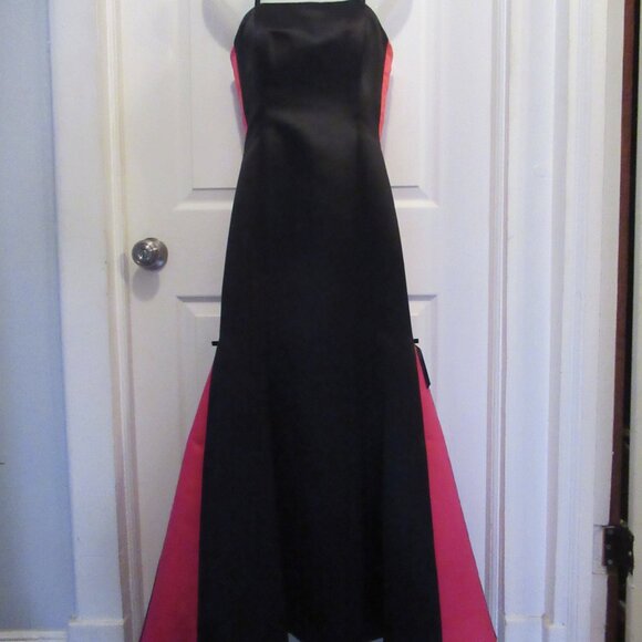 Gunne Sax Trumpet Dress Mermaid Gown Rose Red Black 5/6 Jessica McClintock Bows - Picture 6 of 16